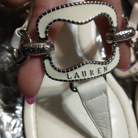 Ralph Lauren White Buckle Sandals - Picture 3 of 7